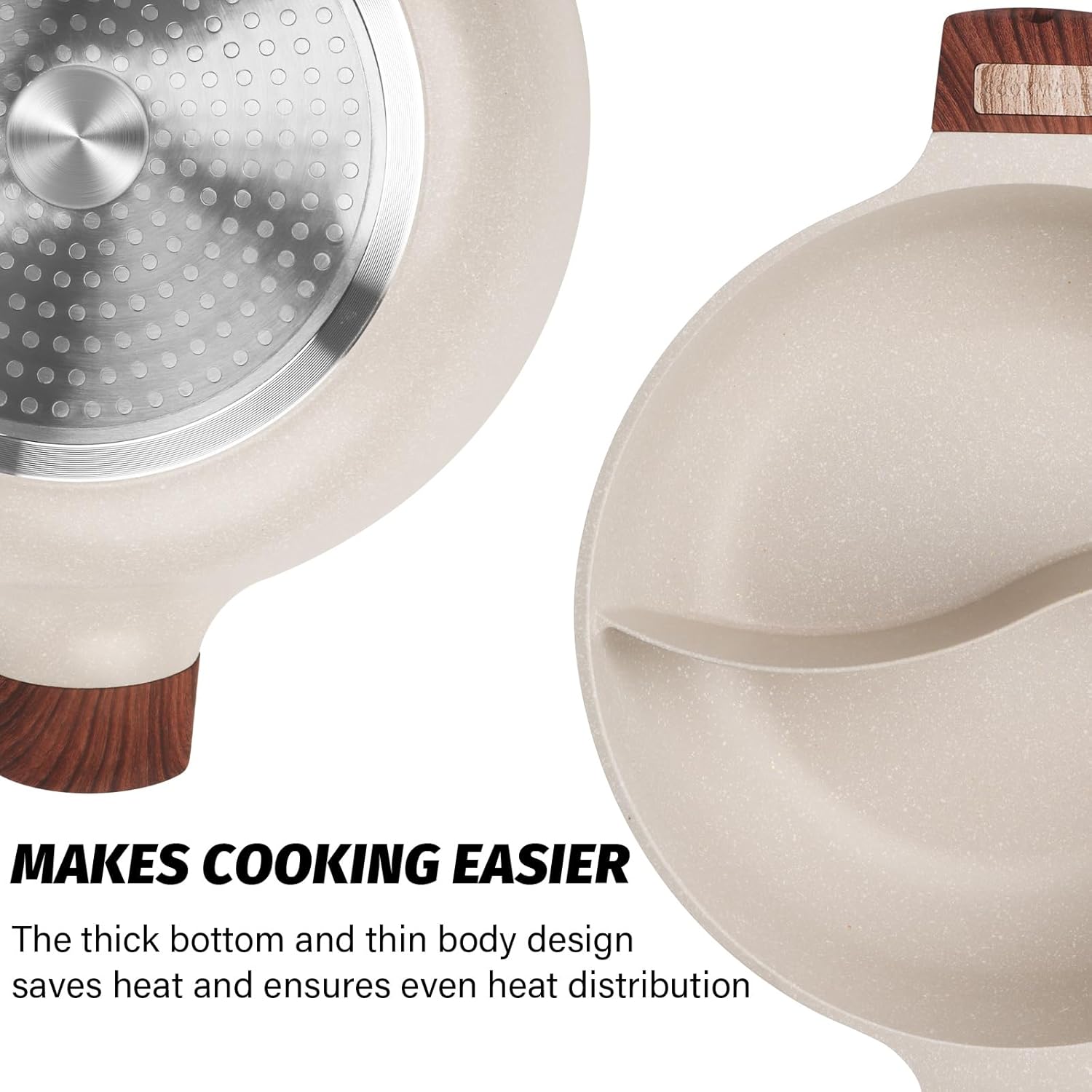 Hot Pot with Divider Non-Stick 7-QT Double-Flavor Shabu Shabu Pot