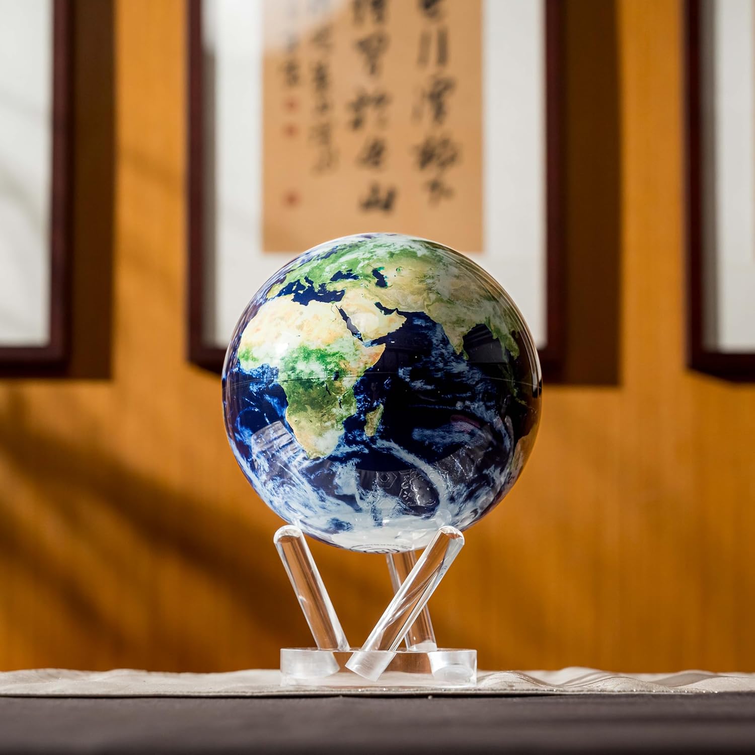 8.5” Self-Rotating Globe Powered by Light | Silent Motion, No Batteries or Wires | Unique Desk Decor