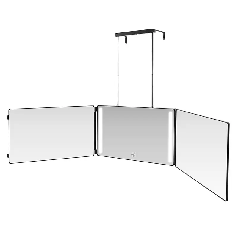 Adjustable LED Light 3 Way Mirror, Portable Trifold Mirror for Shaving, Grooming, Hair Styling, Dye Hair, Makeup, Braiding, 360 Degree Mirror