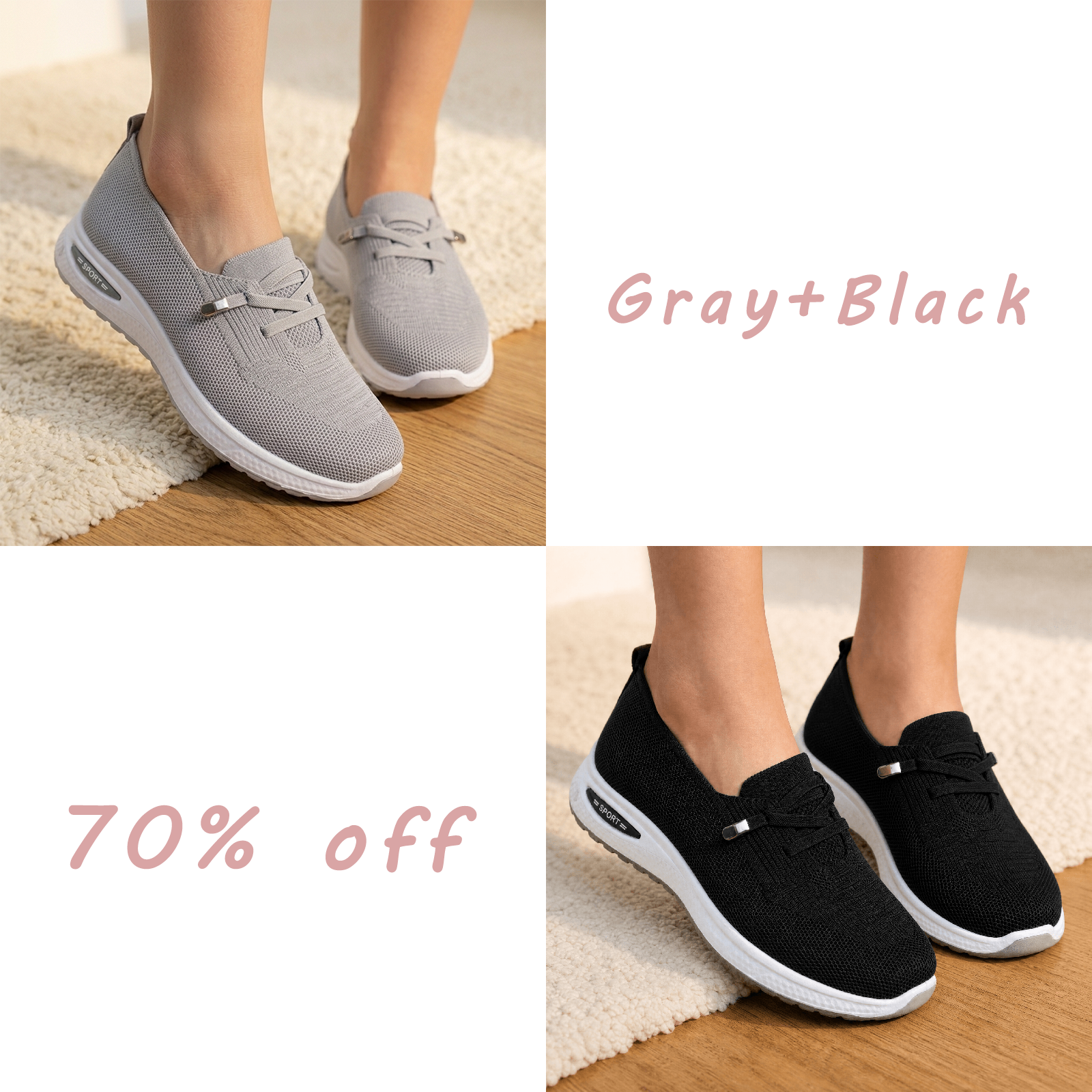 🔥Last day! 70% off!Breathable Mesh Walking Shoes With Cushioning Support