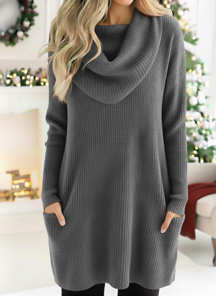 Cozy Retro Triangle Cowl Collar Knitted Sweater