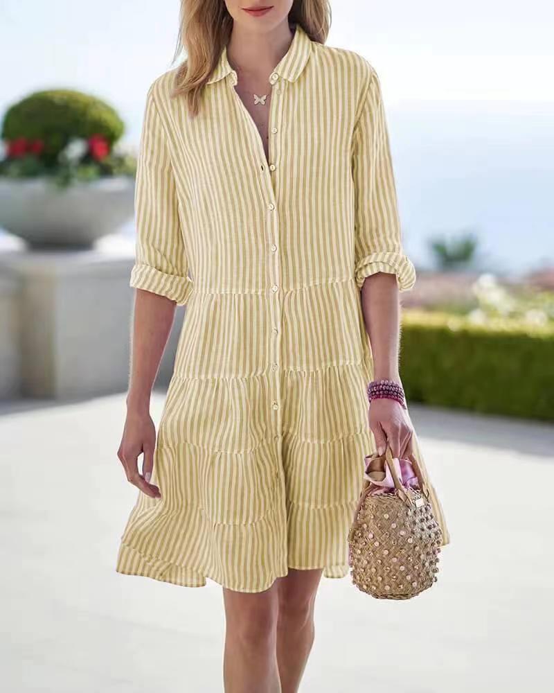 Women's Layered Patchwork Cardigan Dress – Long Sleeve Midi Dress with Flowy Silhouette