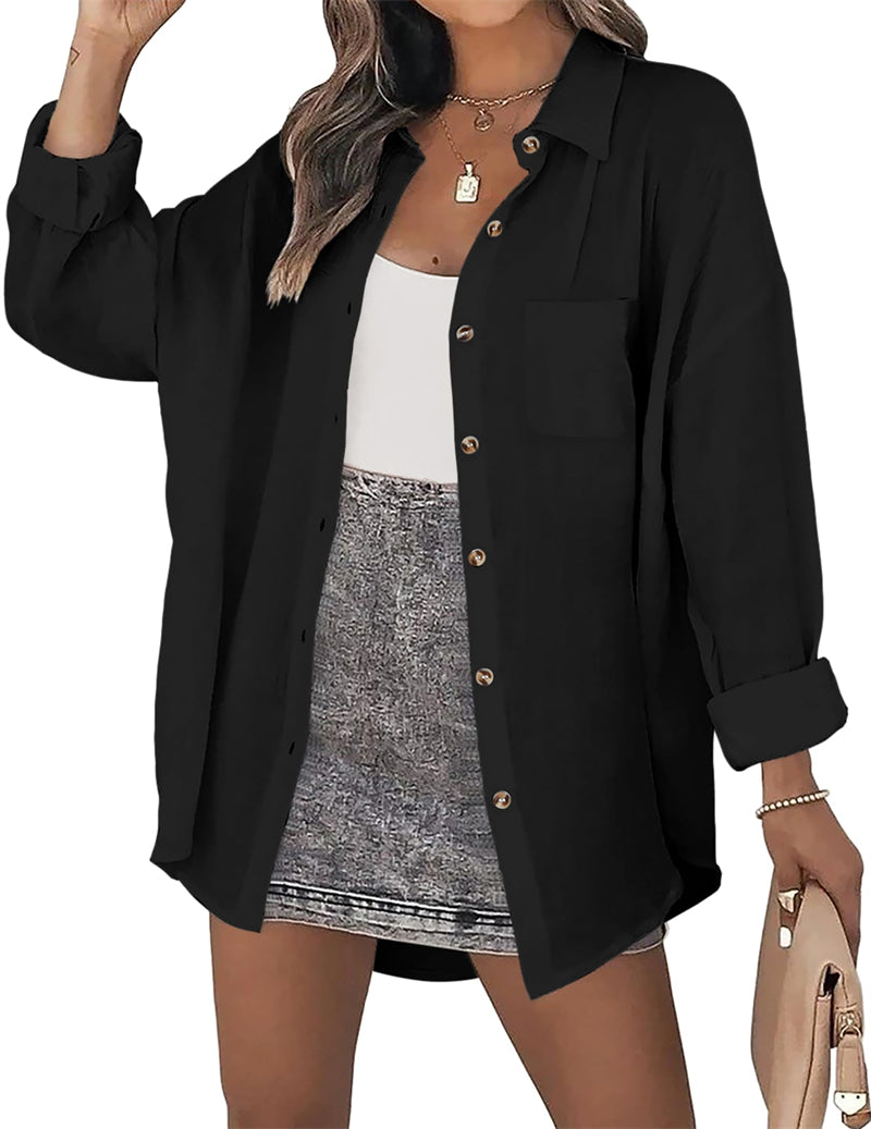 Color Block Button Down Shirts Long Sleeve Linen Shirt
