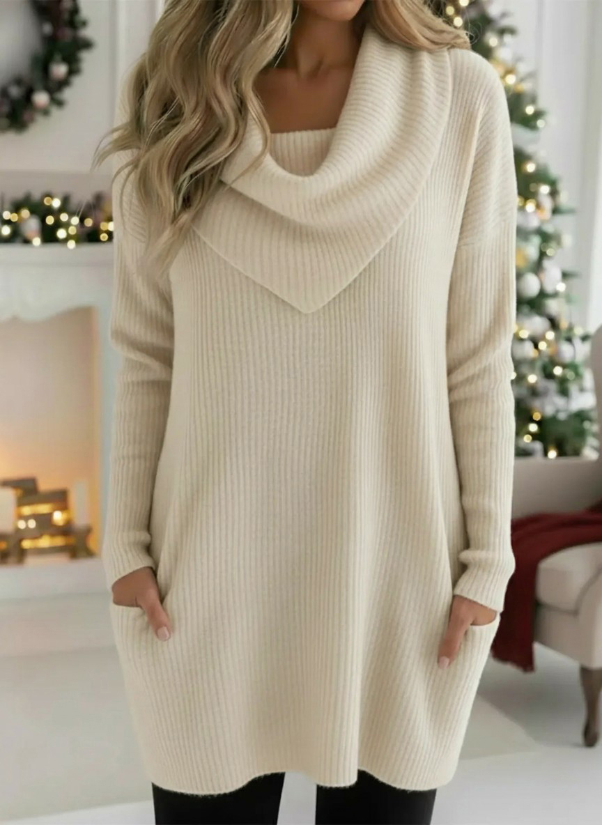 Cozy Retro Triangle Cowl Collar Knitted Sweater