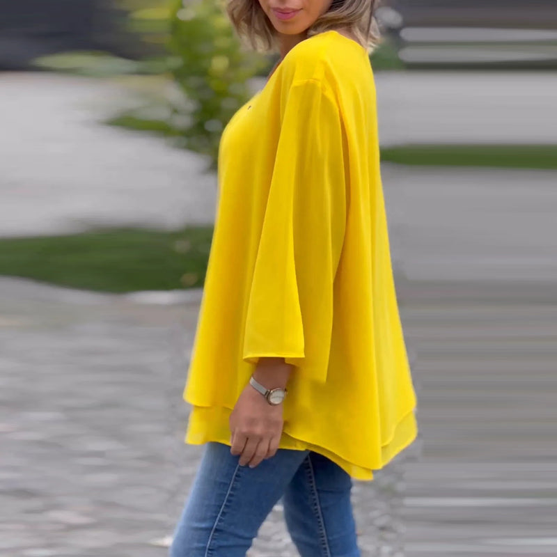 V-Neck Flowy Zipped Top