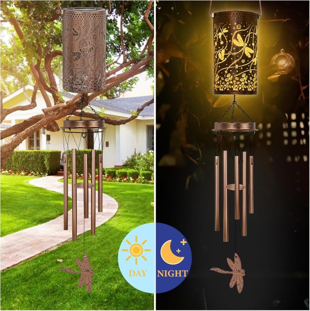 Outdoor solar wind chimes, dragonfly commemorative wind chimes, solar lights, garden decorative wind chimes