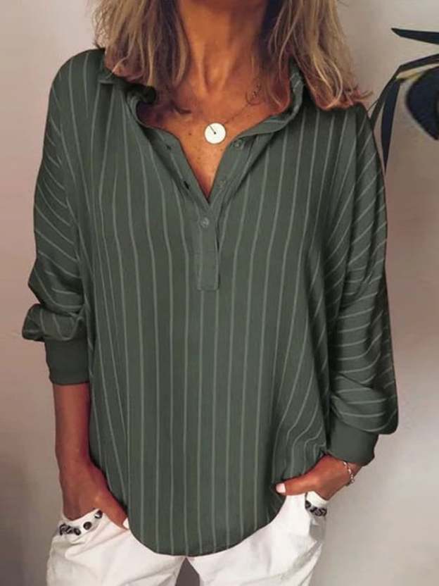 Casual Comfortable Loose Striped Long Sleeve Shirt