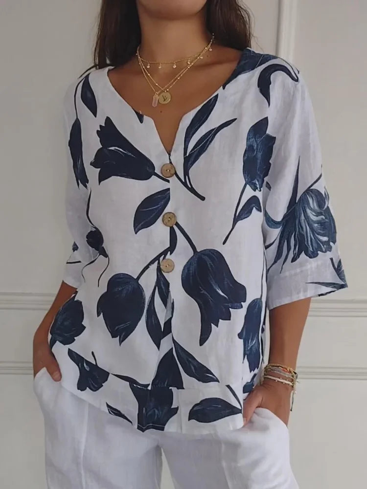 Floral Button-Up Blouse
