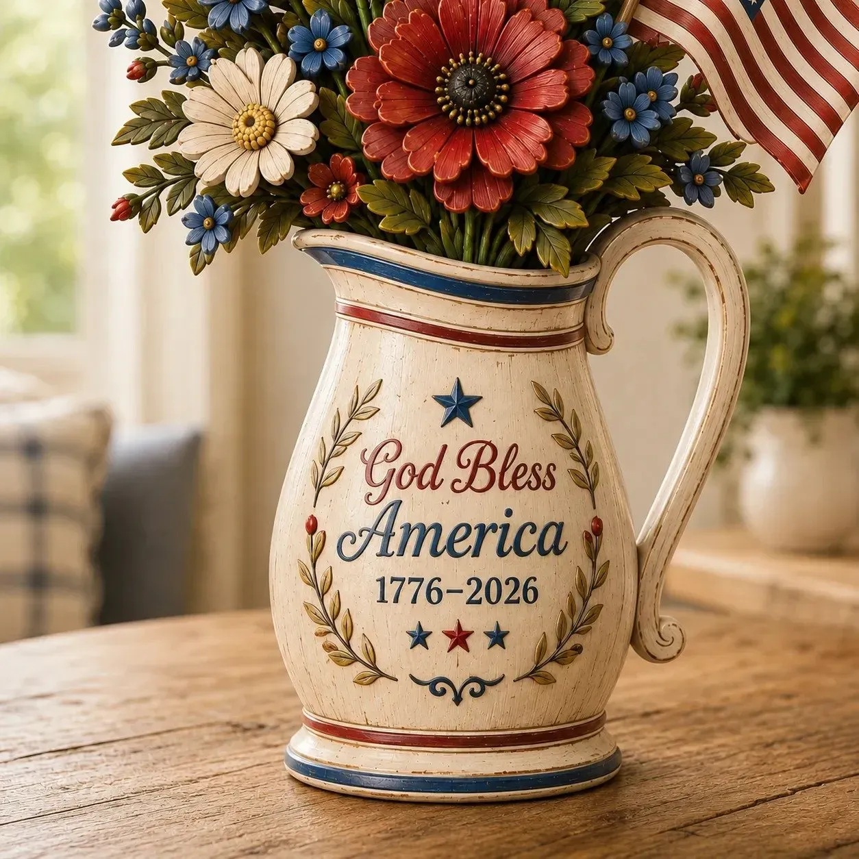 Handmade America’s 250th Anniversary Patriotic Floral Décor