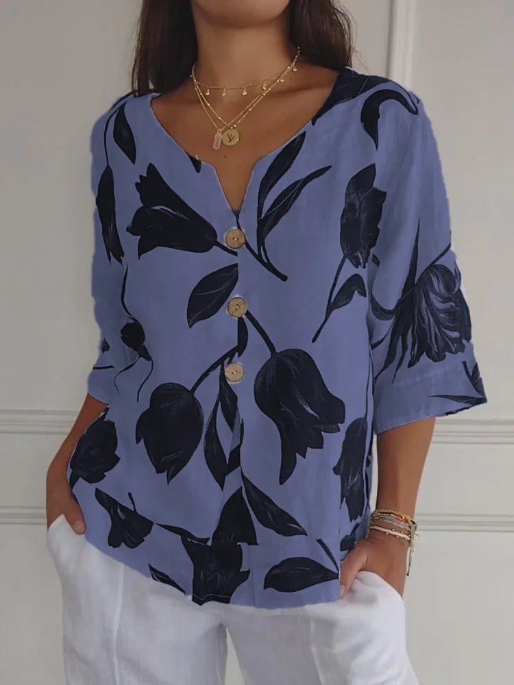 Floral Button-Up Blouse