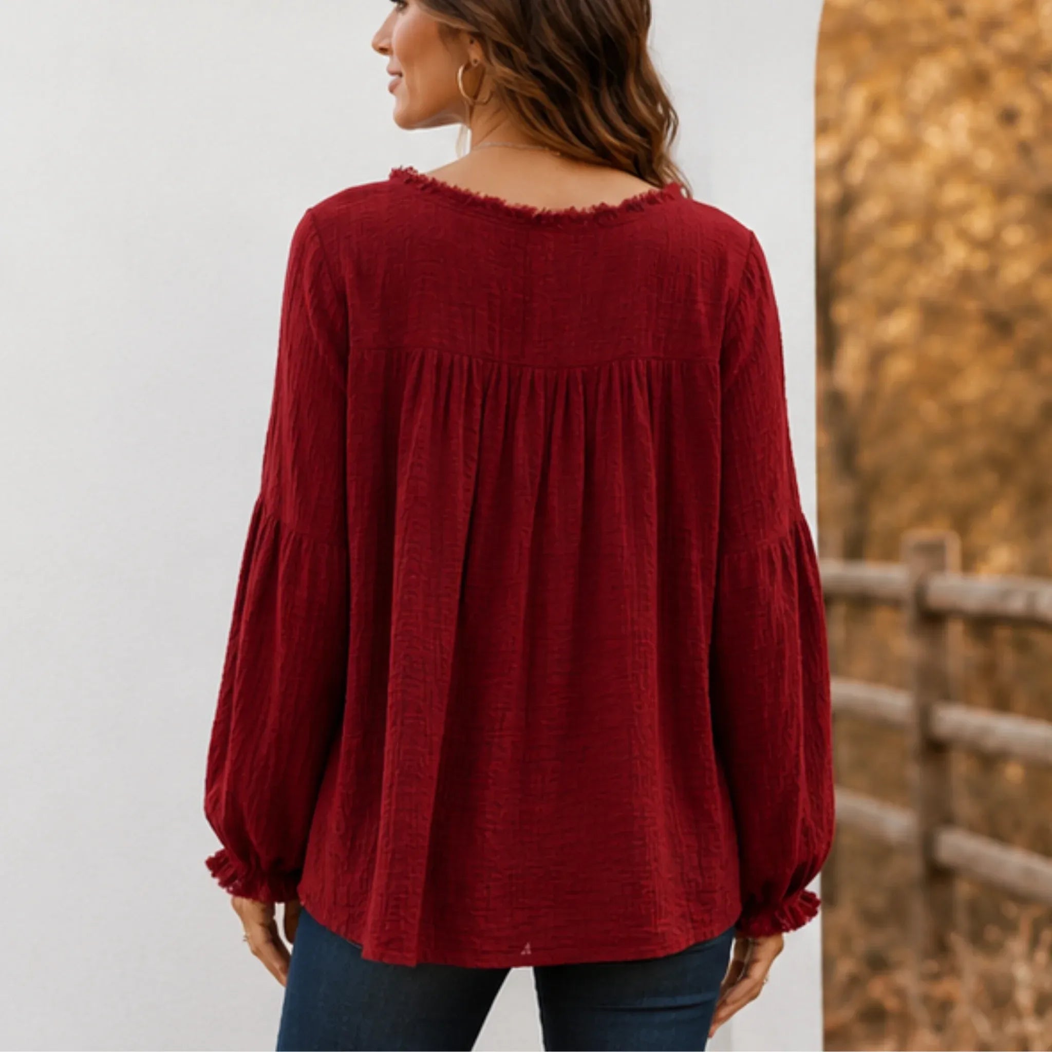 Casual Long Sleeve Fringe Tassel Top