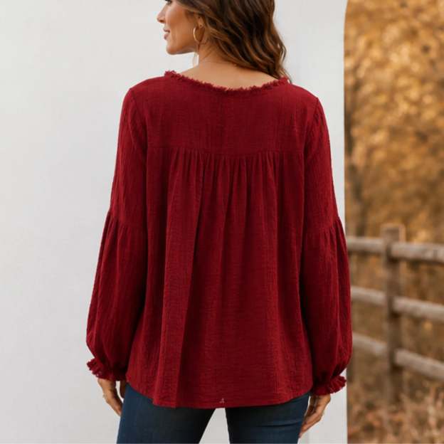 Casual Long Sleeve Fringe Tassel Top