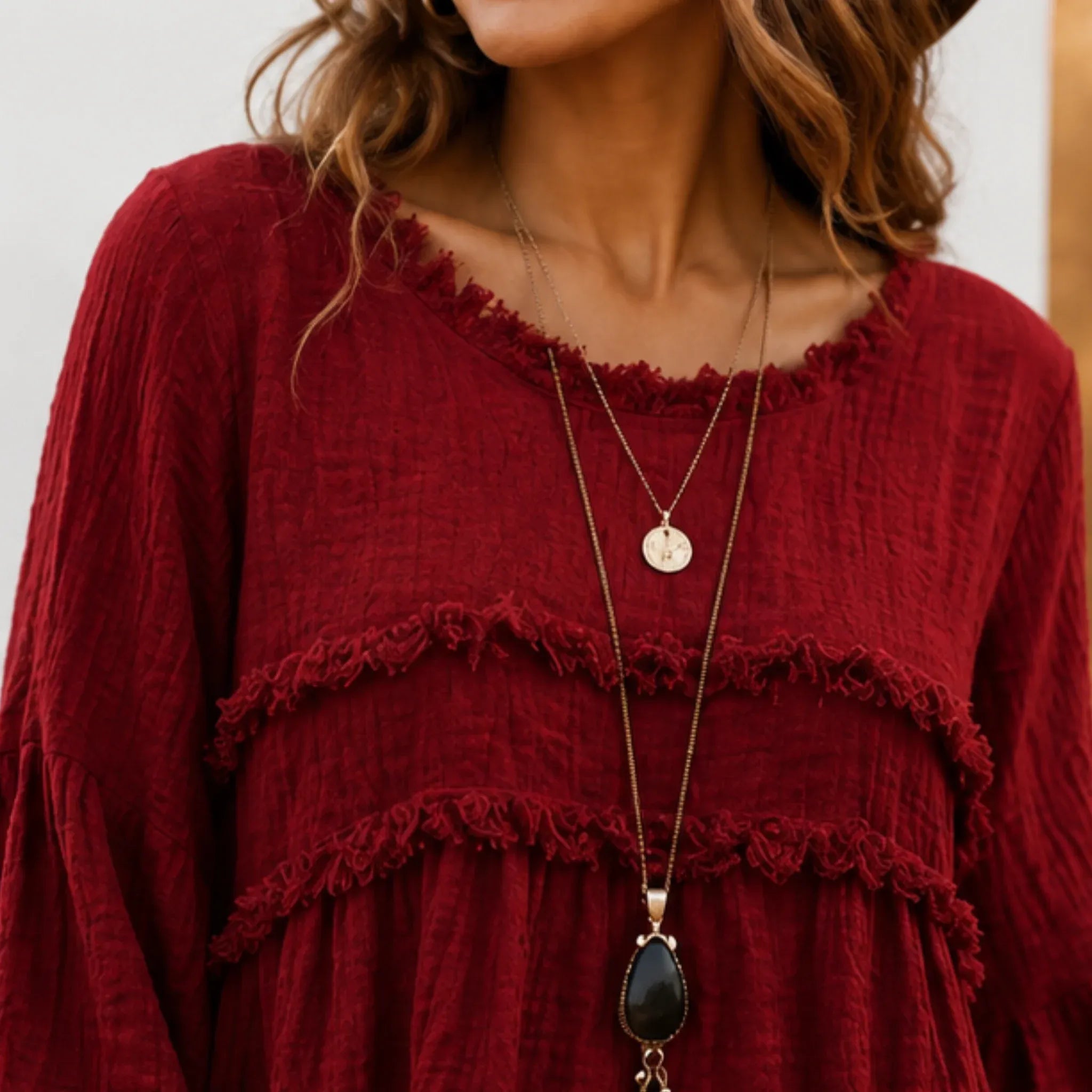 Casual Long Sleeve Fringe Tassel Top