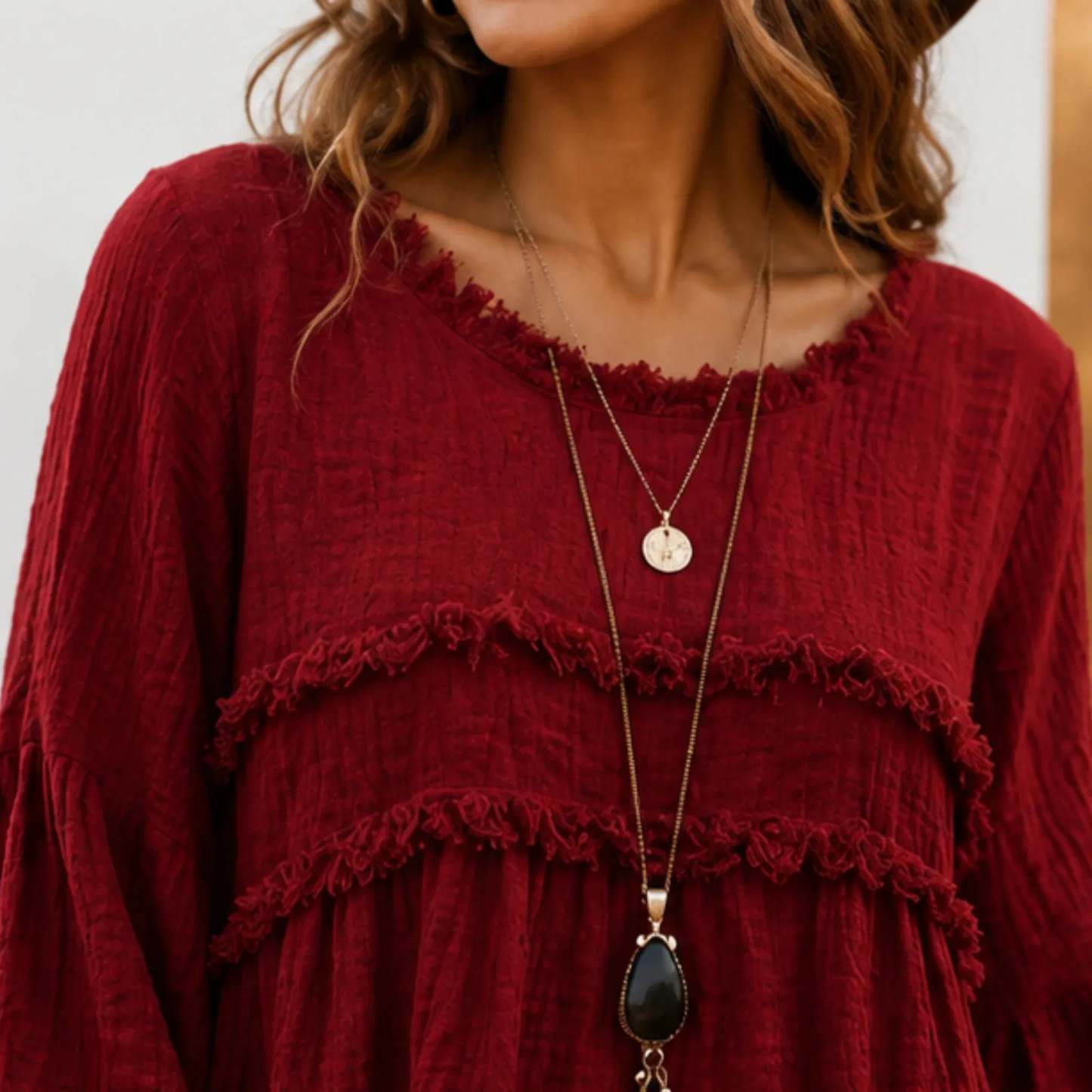 Casual Long Sleeve Fringe Tassel Top