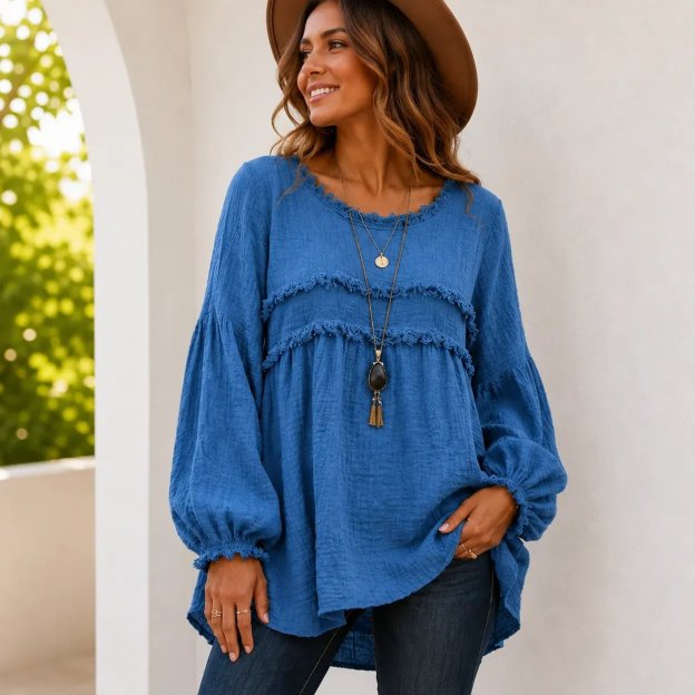 Casual Long Sleeve Fringe Tassel Top