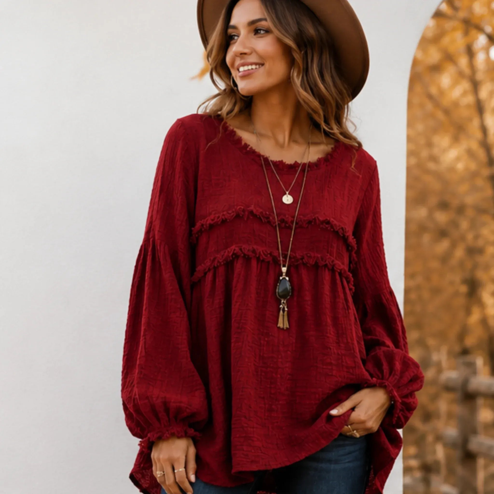 Casual Long Sleeve Fringe Tassel Top