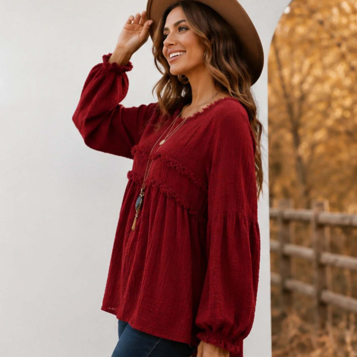 Casual Long Sleeve Fringe Tassel Top