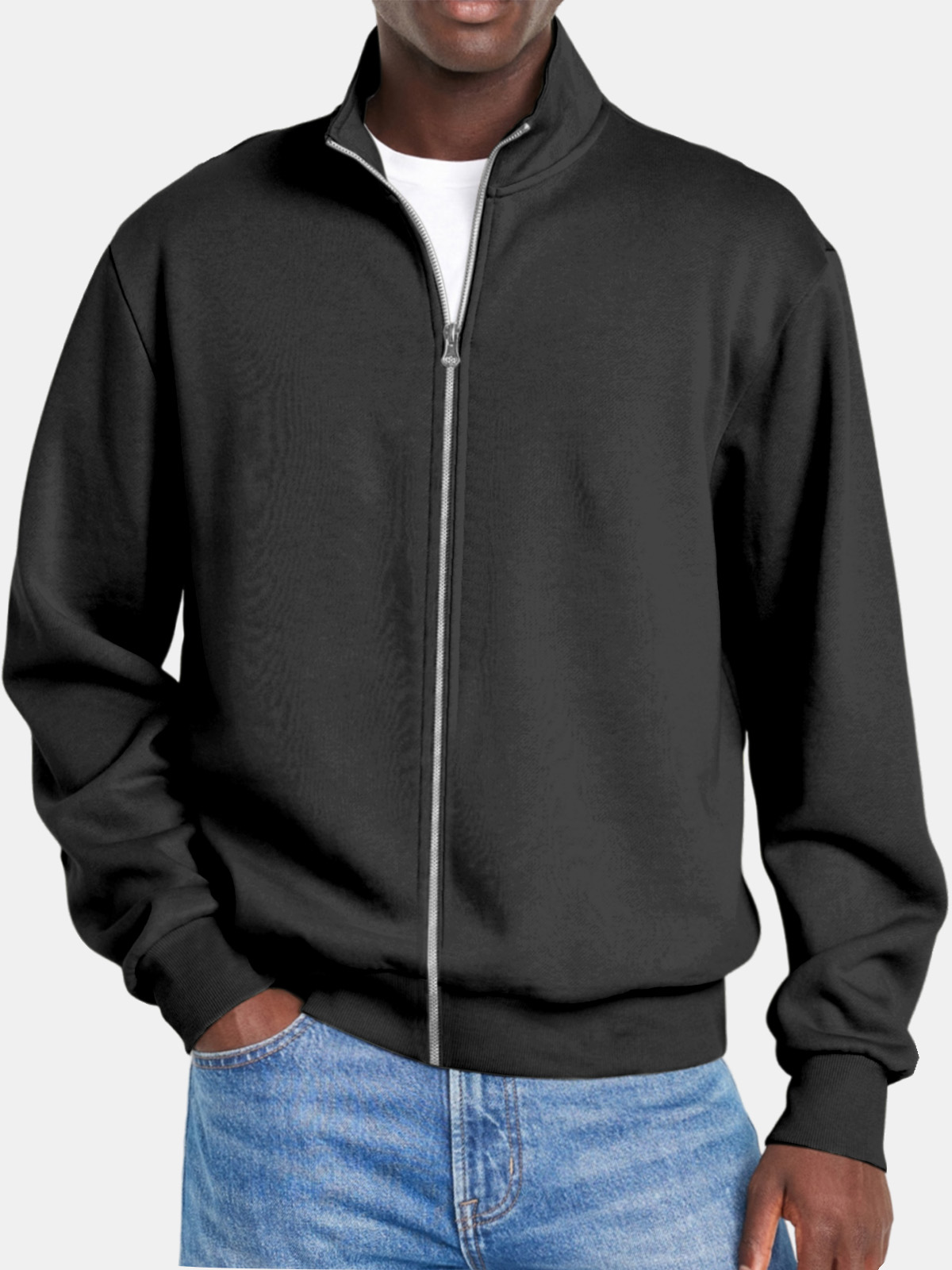 Men's Simple Everyday Stand Collar Zipper Jacket