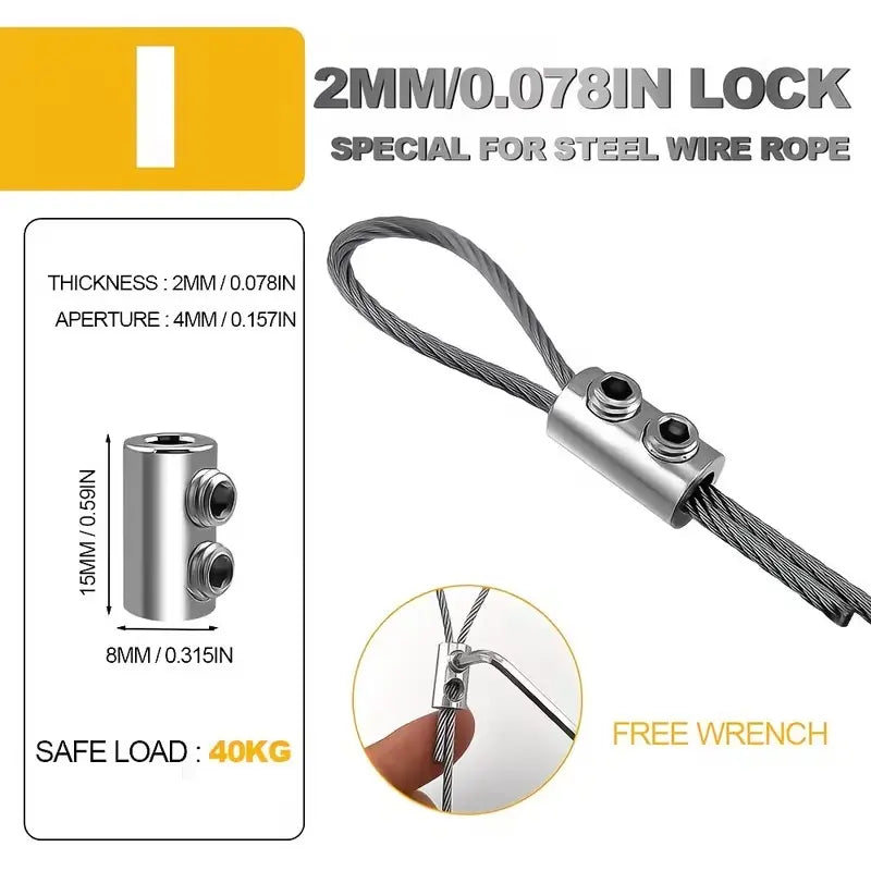 2mm Wire Rope Clamp Dimensions and Included Wrench