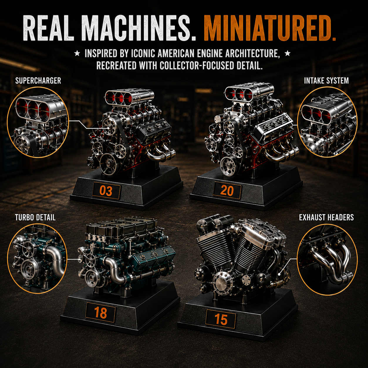 Miniature engine family collection