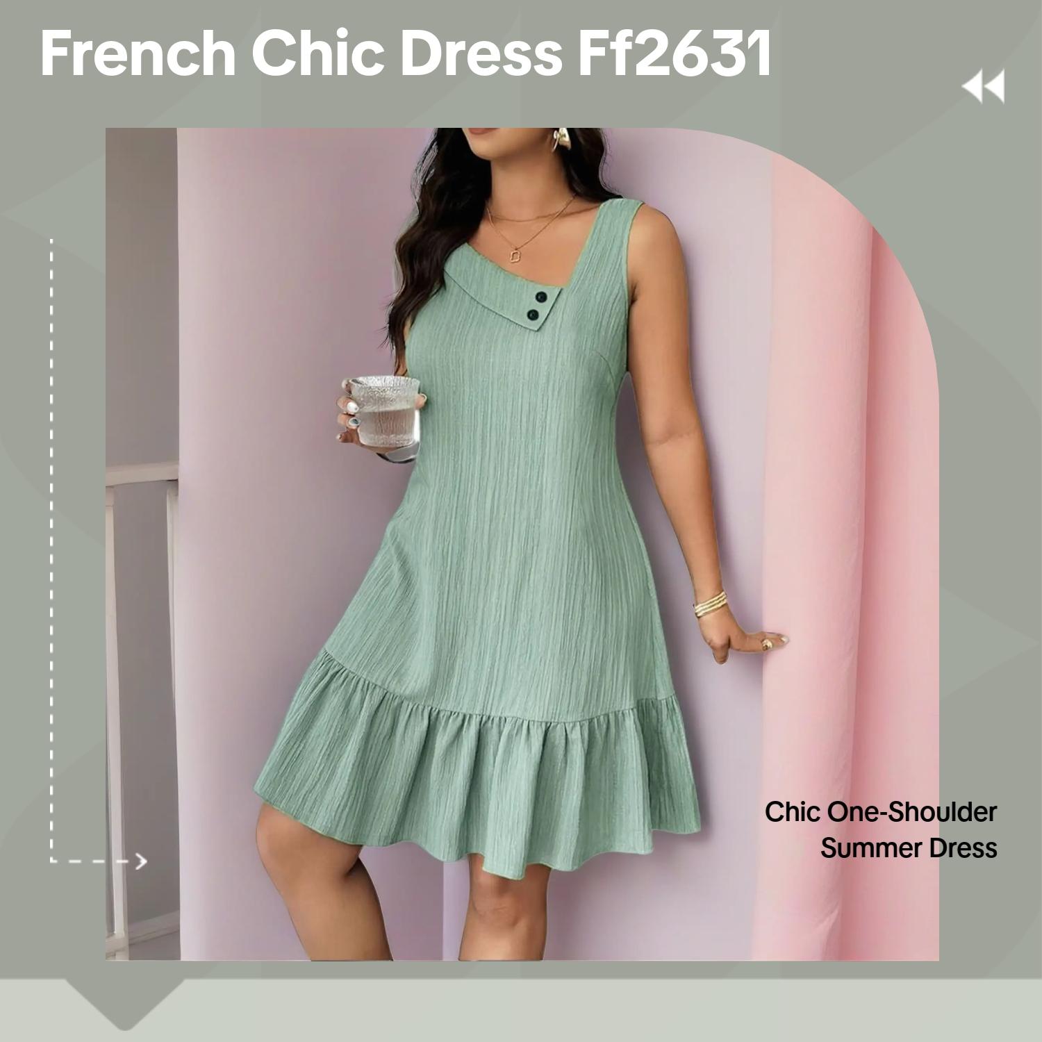 Elegant Sleeveless Dress with Asymmetrical Neckline, Asymmetrical Design Dress, French Chic Style, Casual Wear, Perfect for Office & Summer Daily Wear