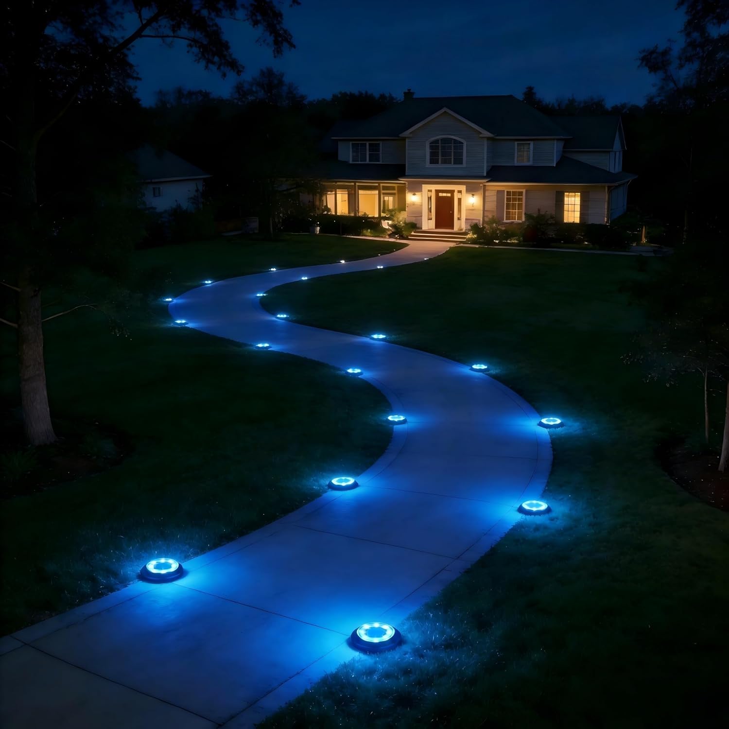 Flacchi 2-in-1 Waterproof Solar Outdoor LED Lights - Solar Powered Ground Disk Lights for Deck, Patio, Garden Pathway (Home Improvement Outdoor Lighting), Solar Outdoor Lights sohochic