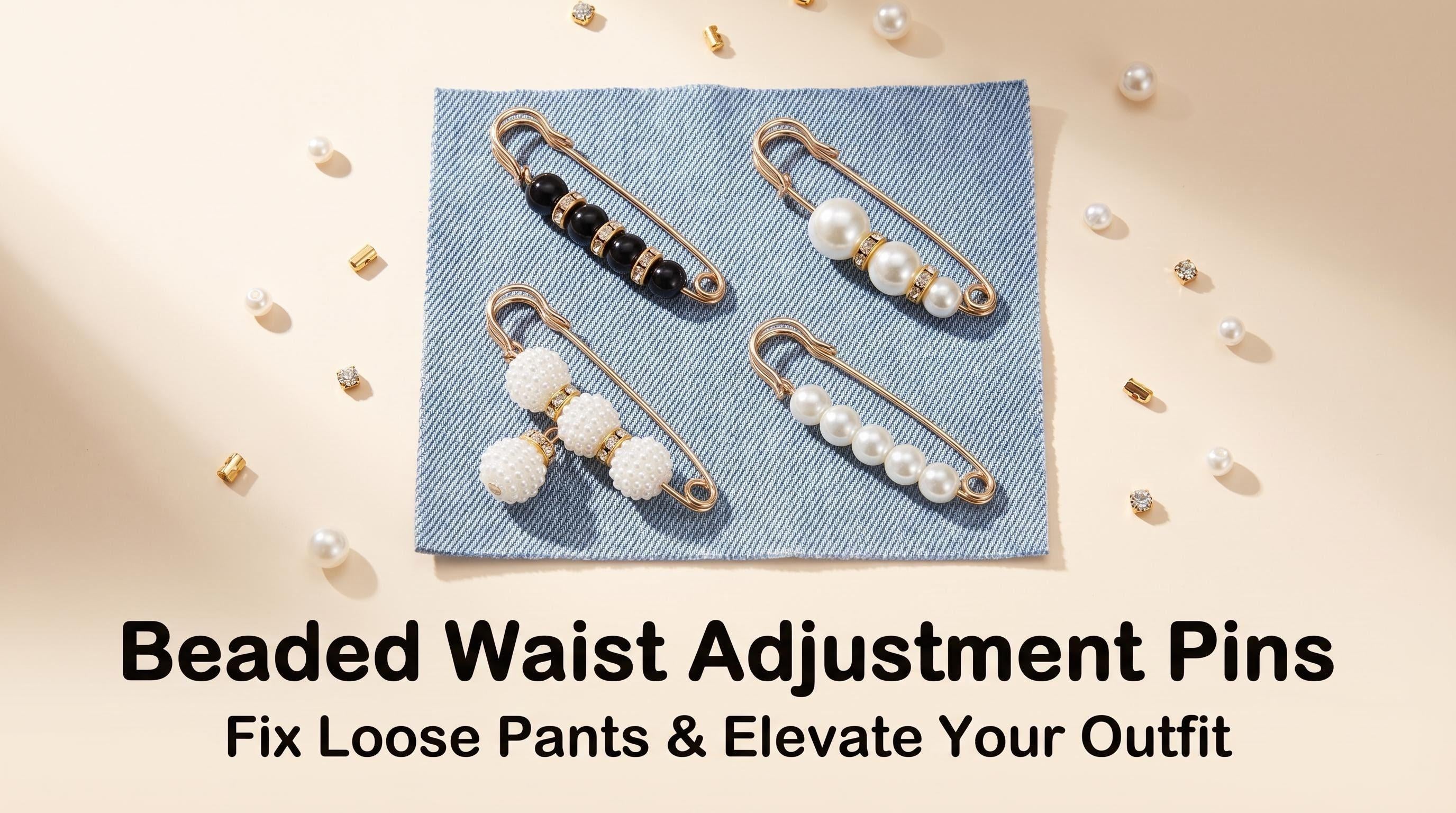 beaded pearl waist adjustment safety pins