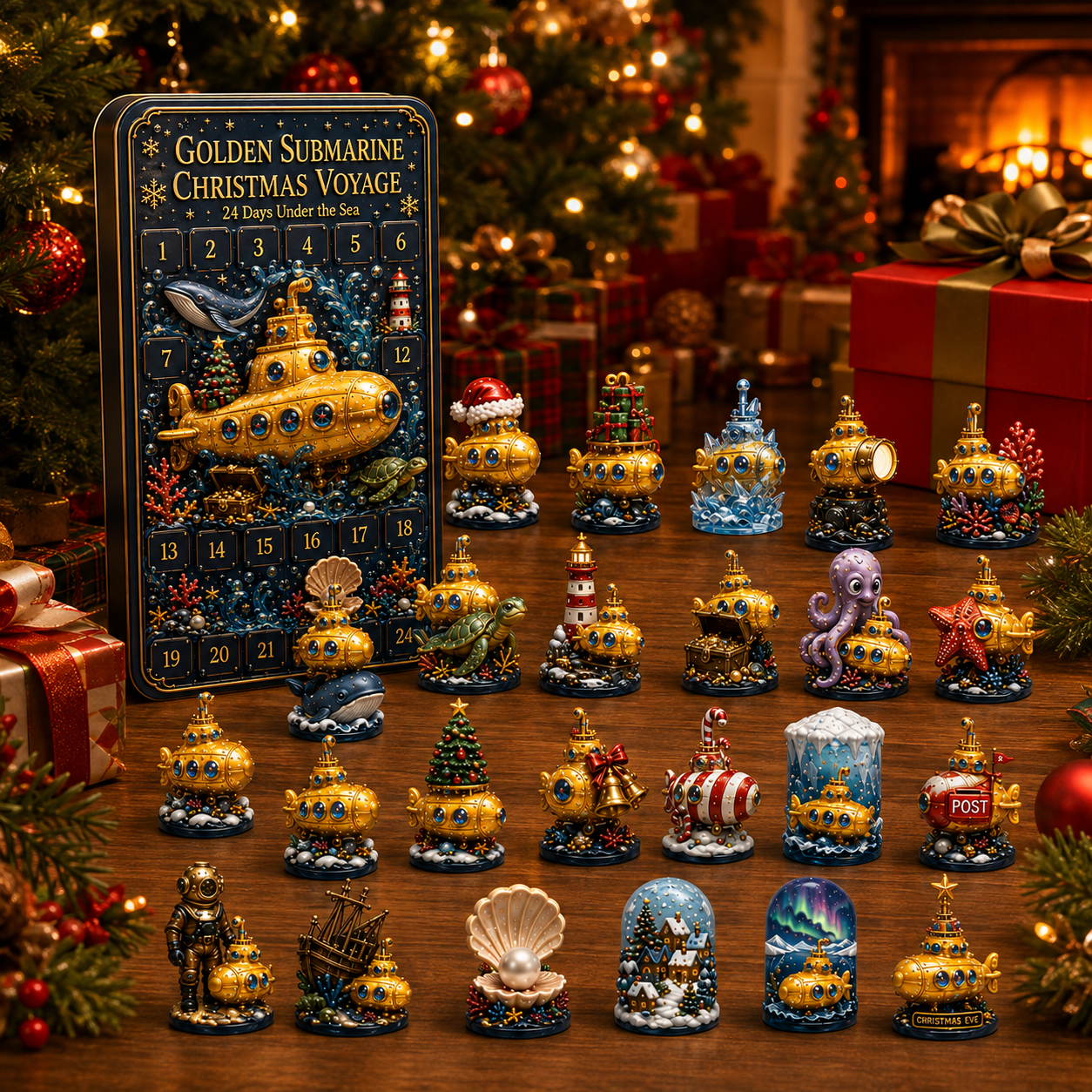 Golden Submarine Advent Calendar complete set
