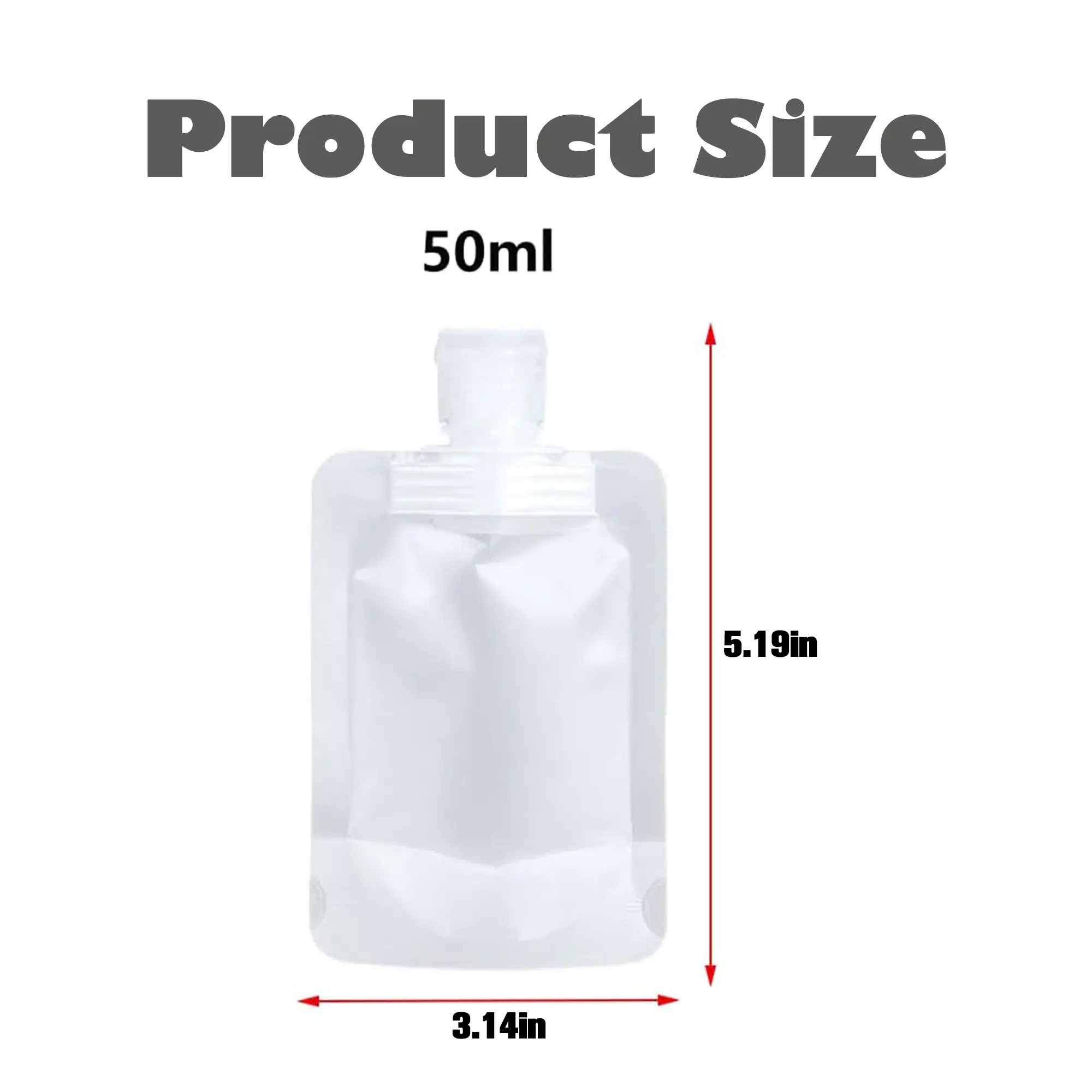 50ml compact reusable travel pouch size