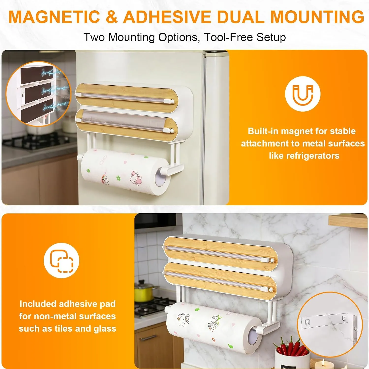 Magnetic and adhesive mounting options