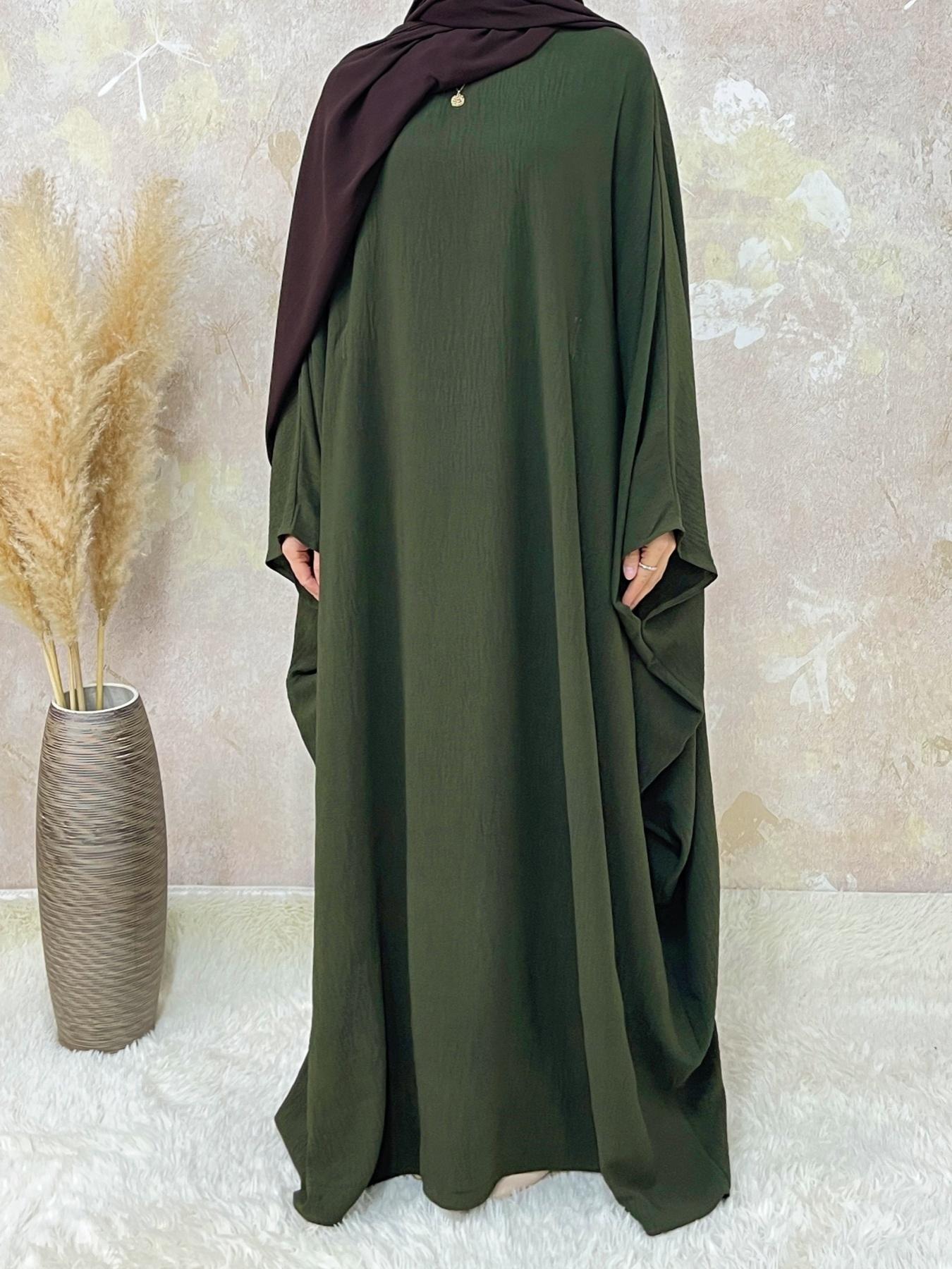 【Plus Size】 Women's Solid Color Abaya, Modesty Wear, Islamic Modesty Clothes, Modest Round Neck Long Sleeve Dress for Daily Wear, Ladies Elegant Islamic Clothing for All Seasons