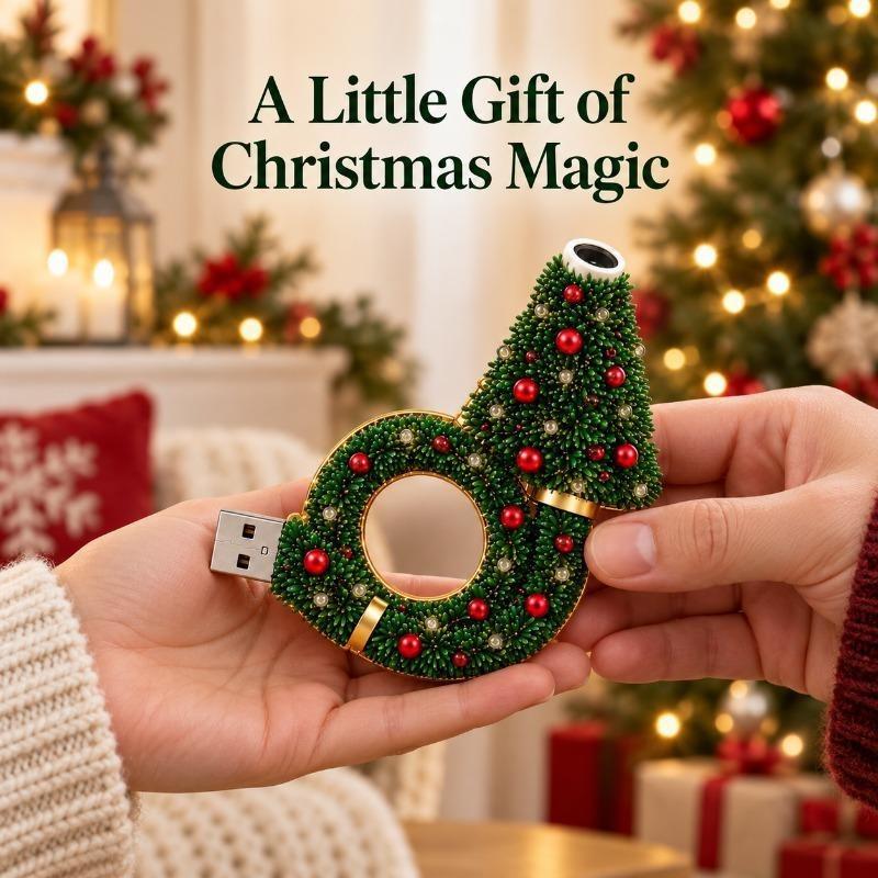 2026 New USB Plug-In Christmas Projector Night Light &ndash; 6 Holiday Patterns, Warm LED Christmas Tree Projection Lamp for Bedroom, Party & Holiday Gift