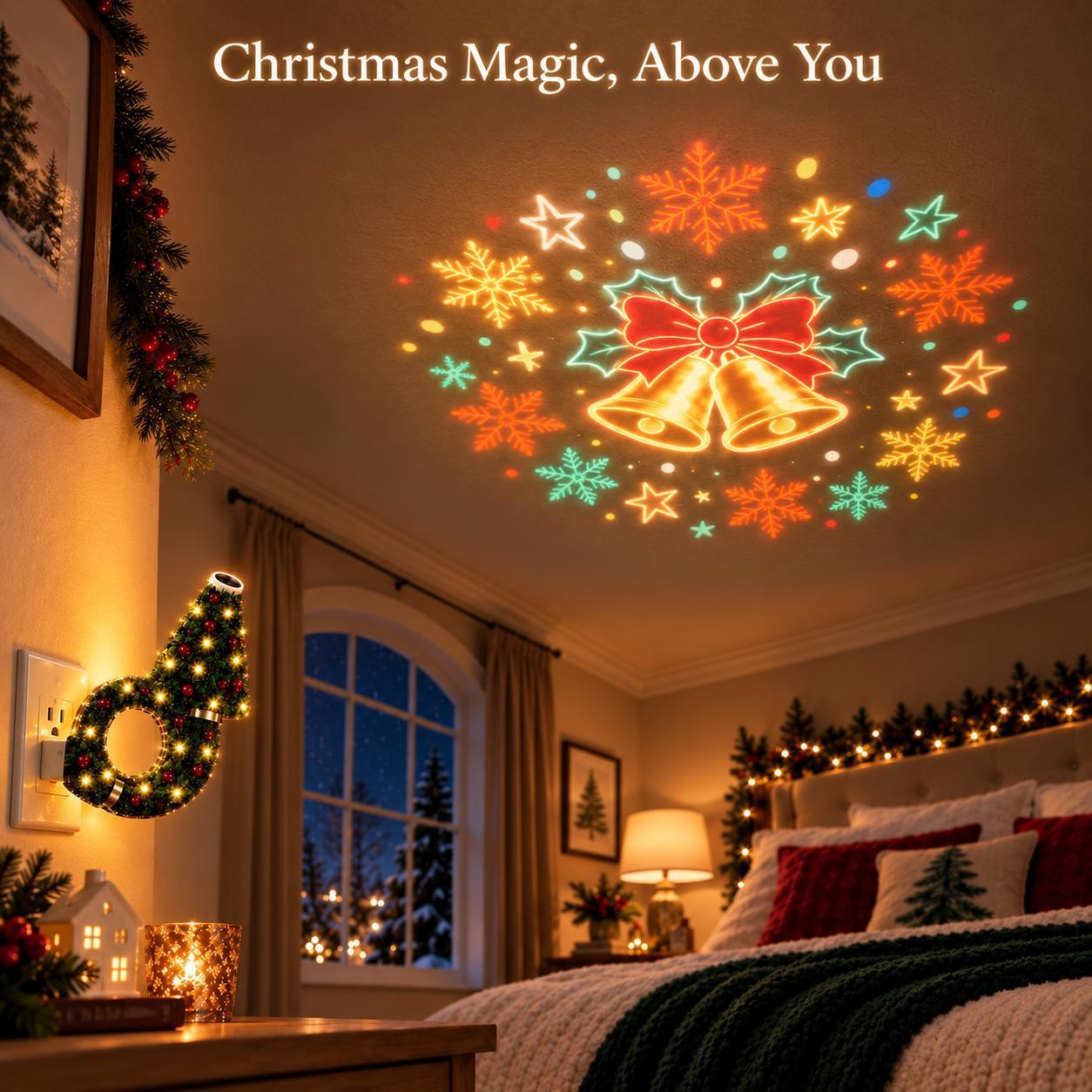 2026 New USB Plug-In Christmas Projector Night Light &ndash; 6 Holiday Patterns, Warm LED Christmas Tree Projection Lamp for Bedroom, Party & Holiday Gift