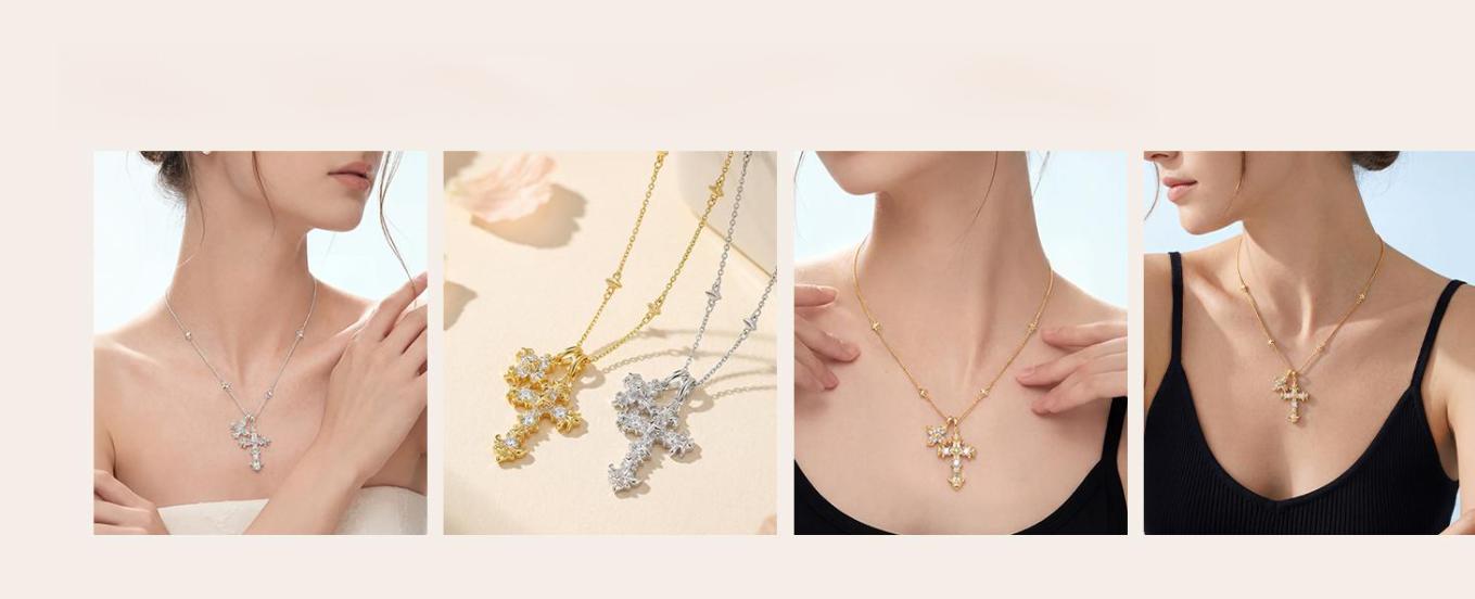GANIA Gold-Plated Iris Flower Cross Necklace – Electroplated Finish (Brass Base), Christian Symbol Pendant, Unisex Gift for Daily Wear