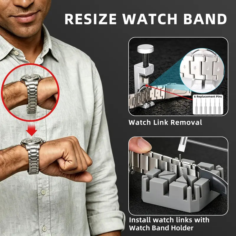 Watch band link removal and resizing tools
