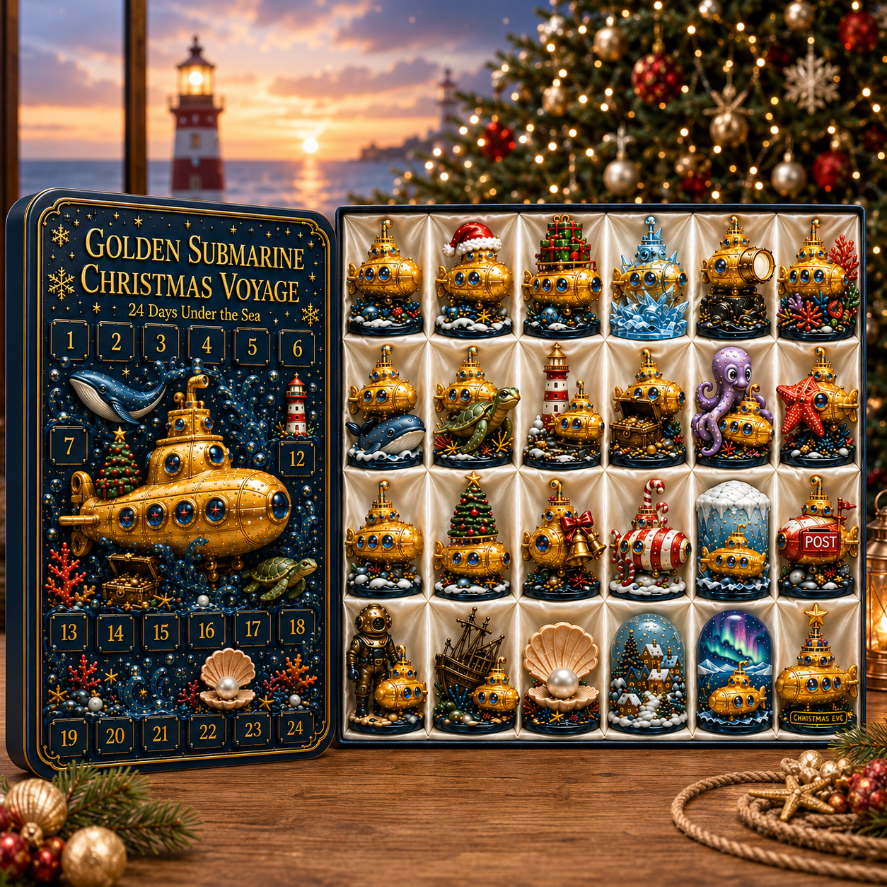 24-day Golden Submarine Advent Calendar miniatures