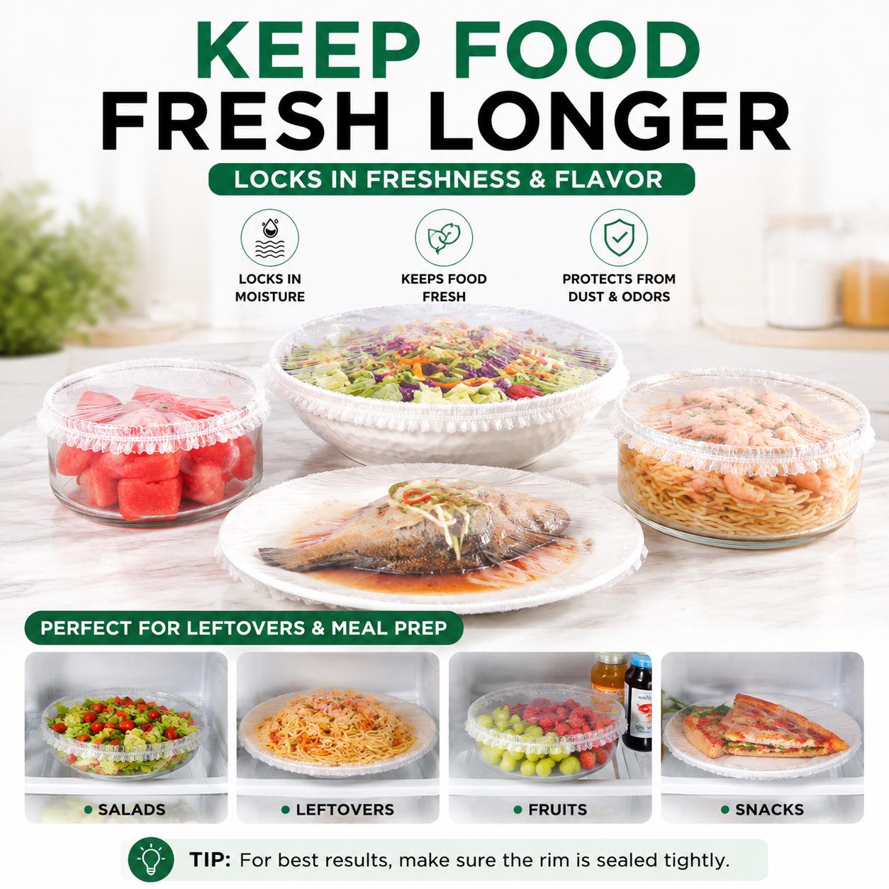 100-piece disposable stretch food cover pack