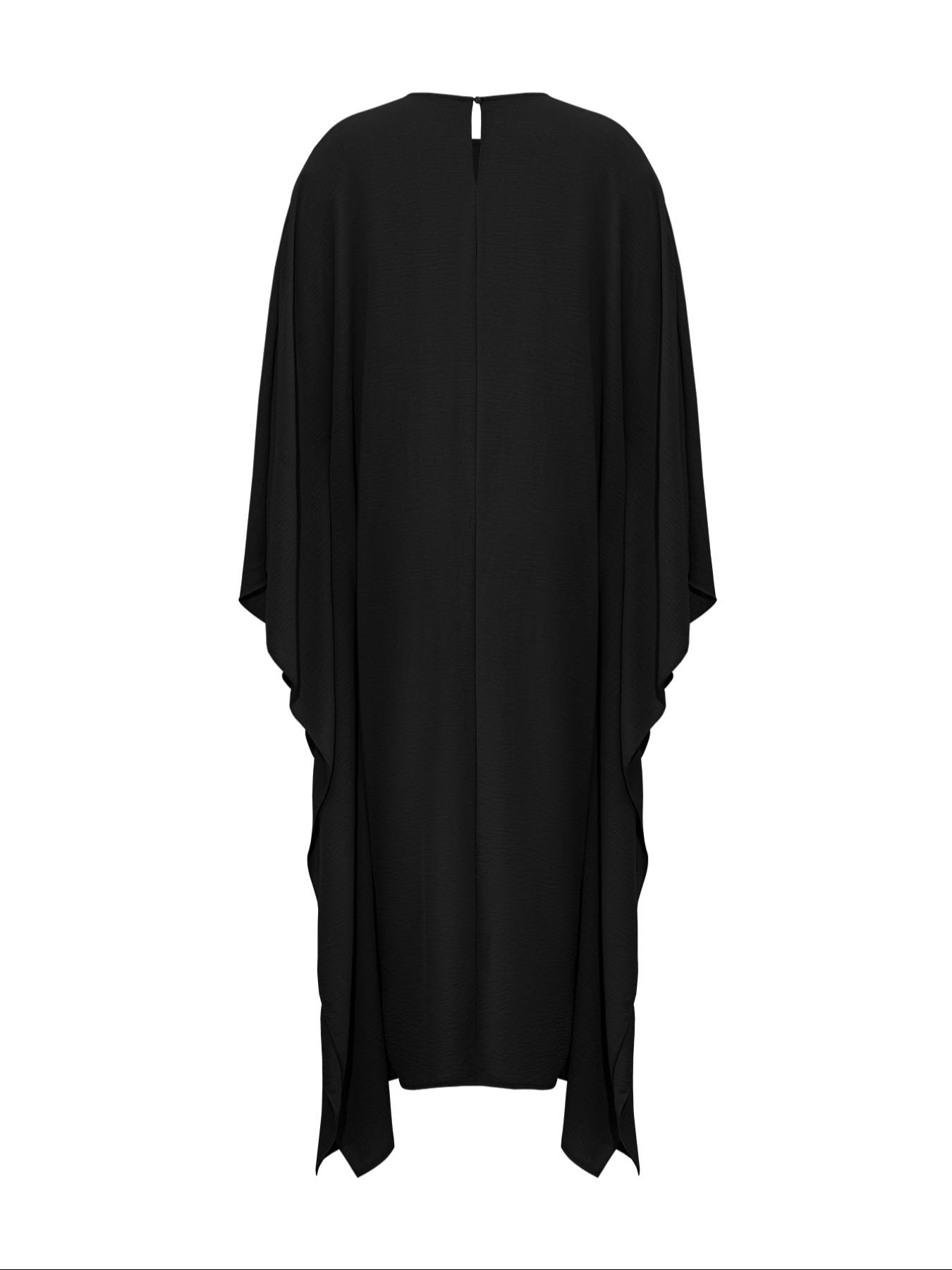 Women's Solid Color Loose-Fitting Batwing-Sleeve Long Dress, Casual Everyday Wear, Casual Daily Outfit, Womenswear, Minimalist Chic Summer Woven Fabric Dress, Perfect for Relaxed Outings