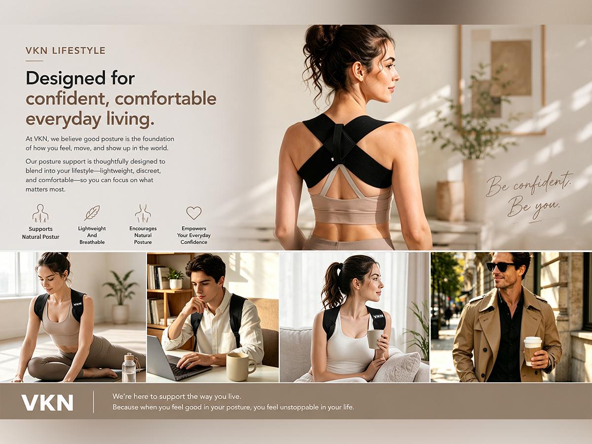 VKN Shoulder Straps - Posture Support Straps for Men & Women – Elastic Back Support, Straight Back Support, Use at Home or in Office (S-XXL)