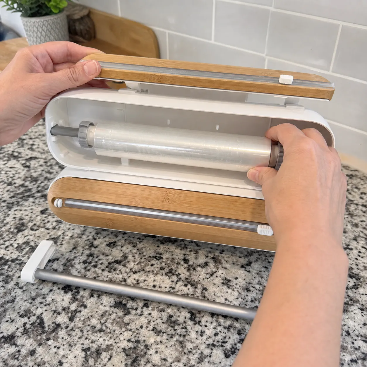 Customer-style photo loading a wrap roll
