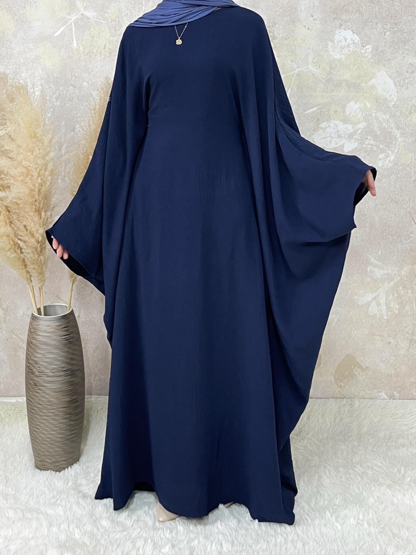 【Plus Size】 Women's Solid Color Abaya, Modesty Wear, Islamic Modesty Clothes, Modest Round Neck Long Sleeve Dress for Daily Wear, Ladies Elegant Islamic Clothing for All Seasons