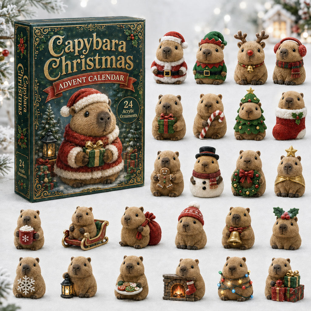 Capybara Christmas Advent Calendar with 24 acrylic charms