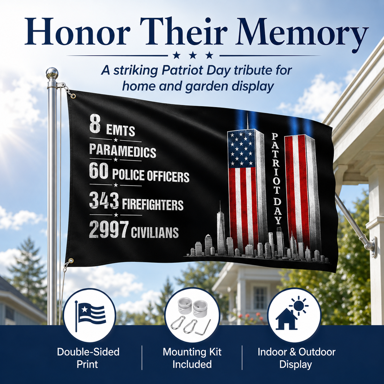 Patriot Day memorial flag mounting kit