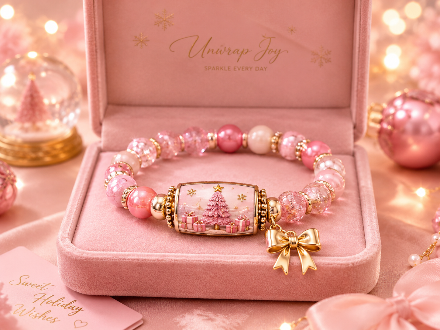Pinkmas Dream pink Christmas tree bracelet