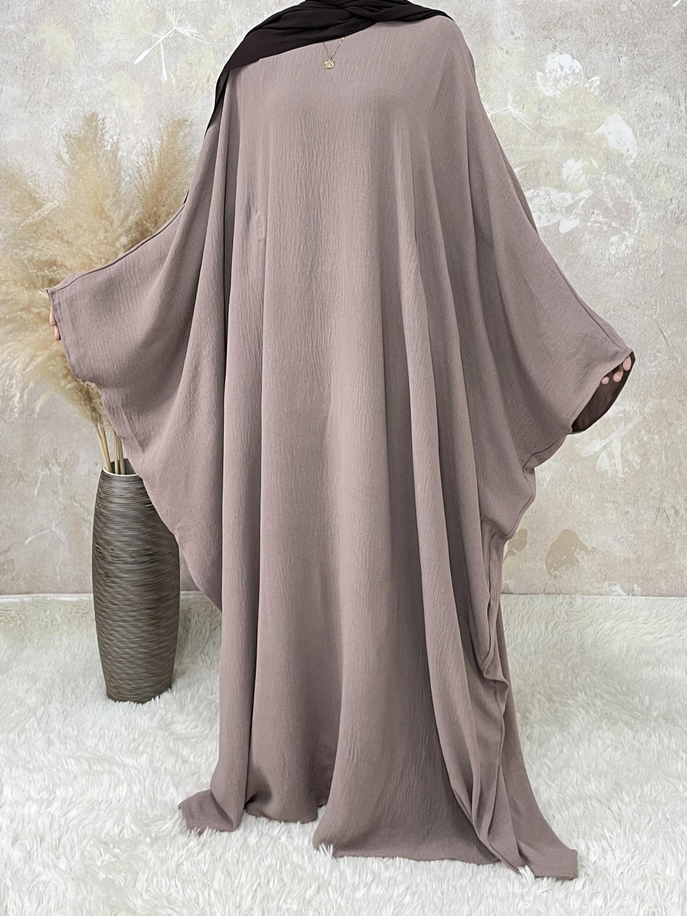 【Plus Size】 Women's Solid Color Abaya, Modesty Wear, Islamic Modesty Clothes, Modest Round Neck Long Sleeve Dress for Daily Wear, Ladies Elegant Islamic Clothing for All Seasons