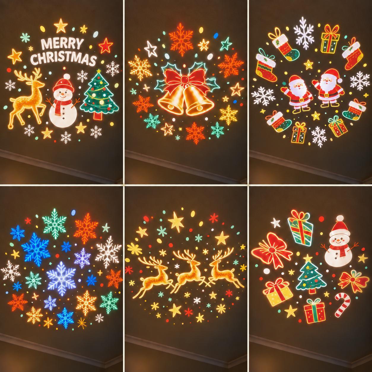 2026 New USB Plug-In Christmas Projector Night Light &ndash; 6 Holiday Patterns, Warm LED Christmas Tree Projection Lamp for Bedroom, Party & Holiday Gift