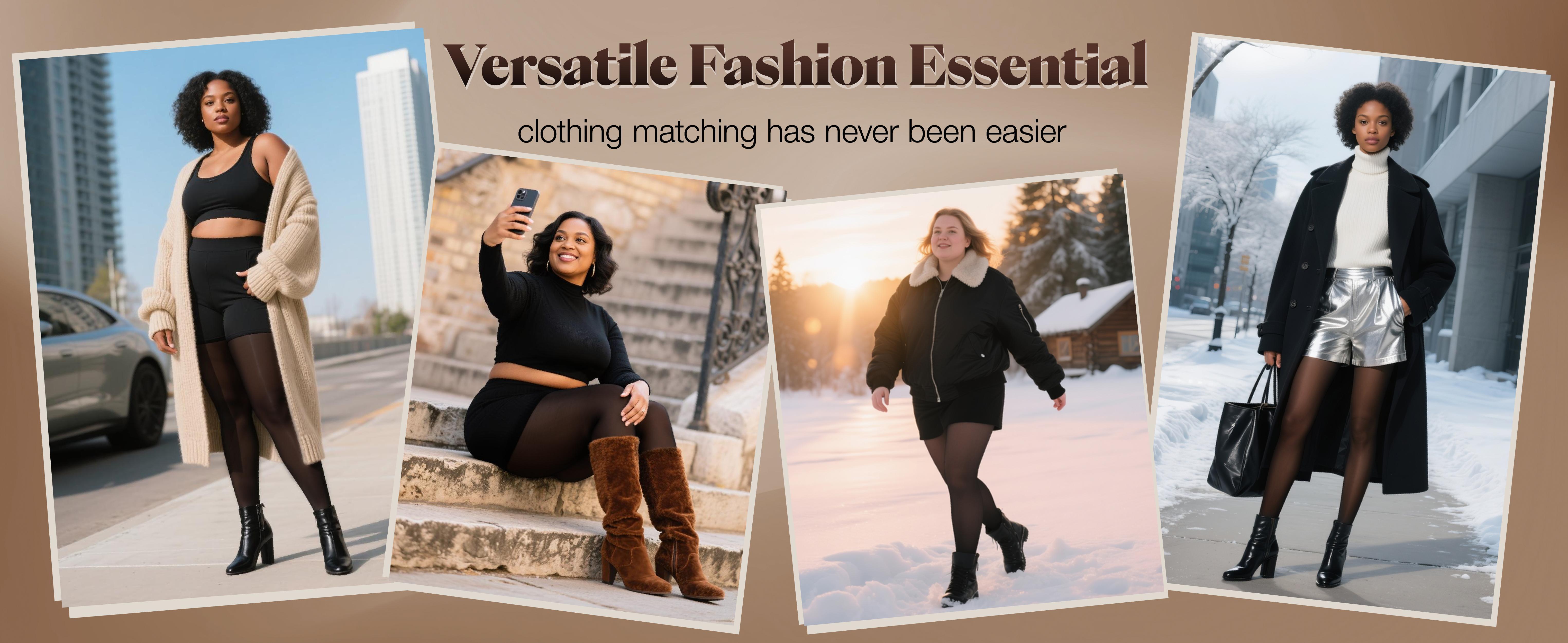 Muezna The Original Magic Fleece Lined Leggings Closed Foot Winter Comfort Fleece Tights Available in Plus Size  One-lined Seamless Style Fashionable Cozy Womenswear Warm Style Fashionable Cozy Womenswear - Basic FallFreshness