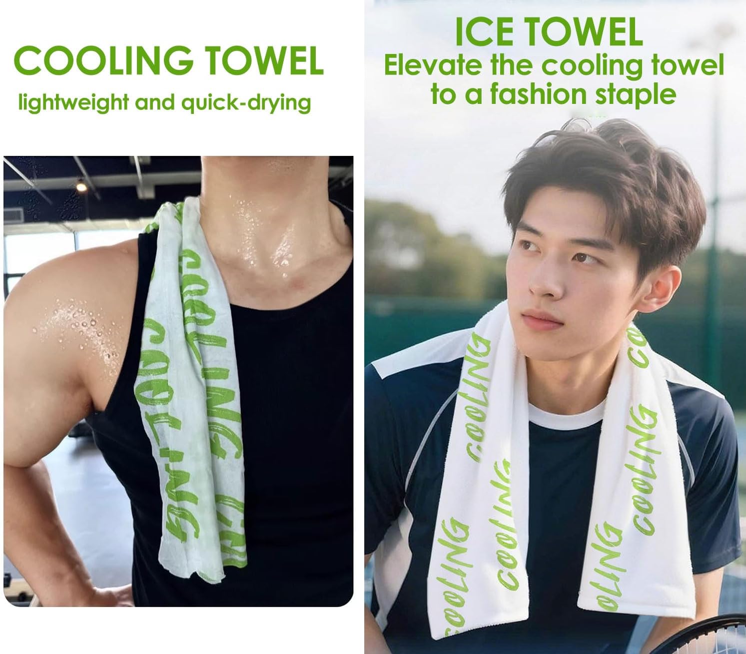 Large cooling towels for hot weather