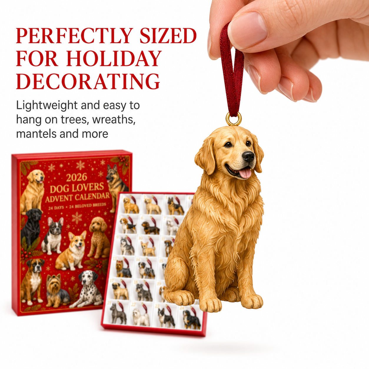 2026 Dog Lovers Advent Calendar – 24 Breed Ornaments product detail