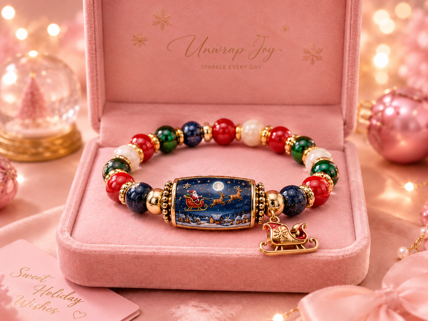 Midnight Sleigh Ride Santa Christmas bracelet